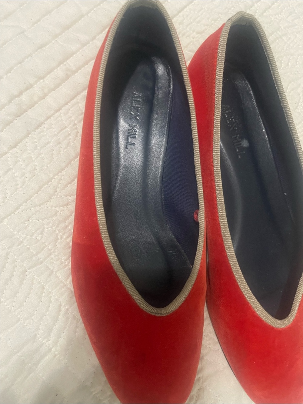 Alex Mill Red Suede Ballet Flats with Neutral Trim